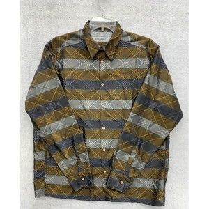 VTG Le Garage Bellows Brut Art Shirt Mens Small  Geometric Striped Print Disco